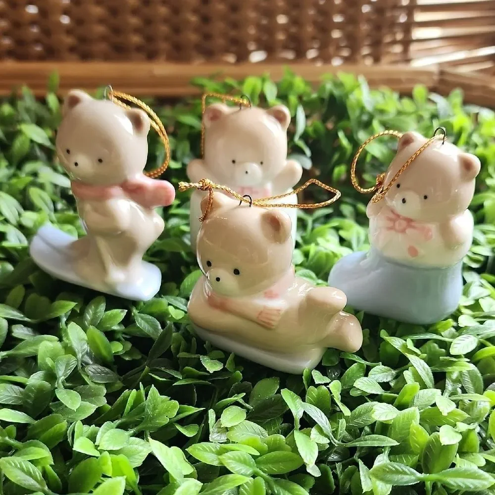 Vintage Russ Pastel Bear Ornaments Set Of 4